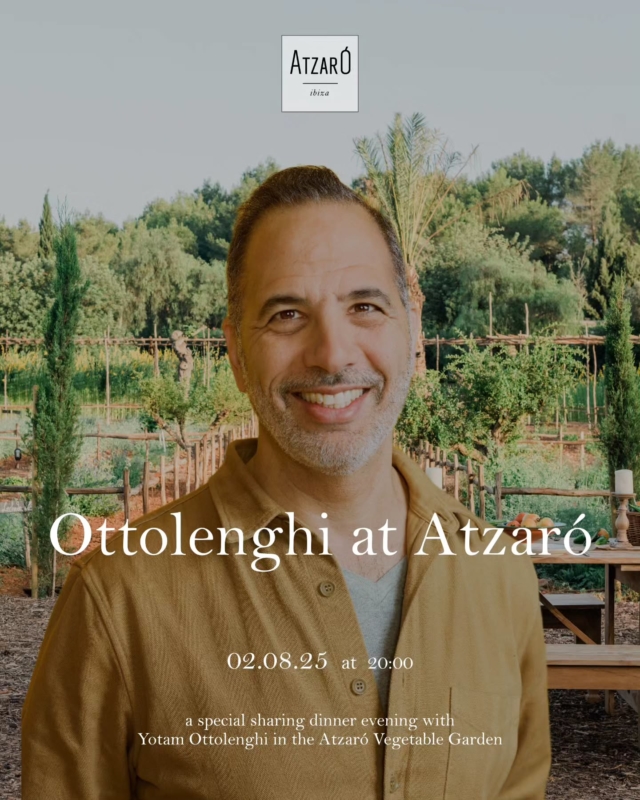 Ottolenghi at Atzaró 2025

a Special Sharing Dinner Evening with Yotam Ottolenghi in the Atzaró Vegetable Garden at @atzaro_hotel

We are delighted to announce, Yotam Ottolenghi is coming back again for a very special evening in the Vegetable Garden at Atzaró Agroturismo Hotel

Ottolenghi at Atzaró
Saturday August 2, at 20:00

Enjoy a prestigious five course sharing-style dinner event prepared by Yotam Ottolenghi and his team, with drinks, a signed @ottolenghi ‘Comfort’ book, live music, entertainment, and a chance to meet the internationally renowned chef

• Welcome Drink
• 5 Course Ottolenghi Sharing Dinner
• Drinks
• Live Music
• Entertainment
• Signed Ottolenghi ‘Comfort’ Book

245€ pp

bookings of 4, 6, or more are recommended to enjoy the sharing-style experience, sat along long wooden tables

Reserve your places now, this an event in the Ibiza calendar not to miss

Reservations
• +34 971 33 88 38
• agroturismo@atzaro.com
• atzaro.com/ottolenghi-at-atzaro
• 'ottolenghi at atzaro' option in bio link

#atzarohotel #atzaroibiza #atzaro #atzarogroup

#ottolenghi #ottolenghiatatzaro #yotamottolenghi #naturalluxury #authenticibiza #ibizahotel #ibizaluxuryhotel #ibizaresort #ibizaspa #luxuryhotel #sustainablehotel #wellnesstravel #luxurytravel #ibizabucketlist #ibiza #ibiza2025
